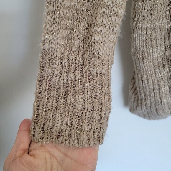 Chico's Wool Lace Back Lara Cocoon Cardigan Sweater Beige Metallic Gold Size 0 - Picture 8 of 14